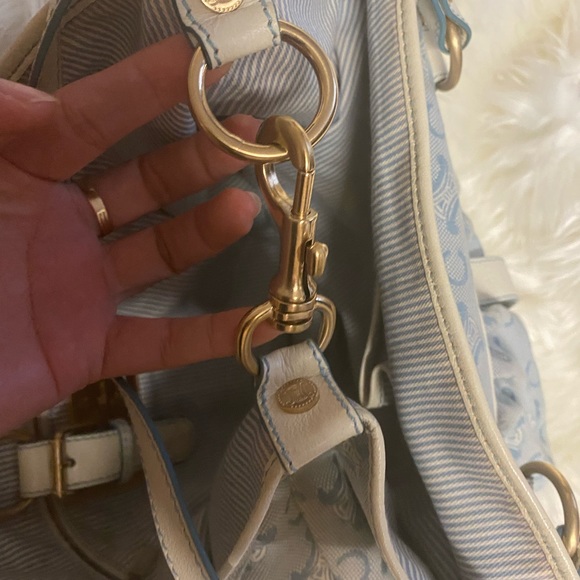 Authentic Celine Blue/White hobo Monogram Canvas and Leather Satchel - Picture 10 of 10